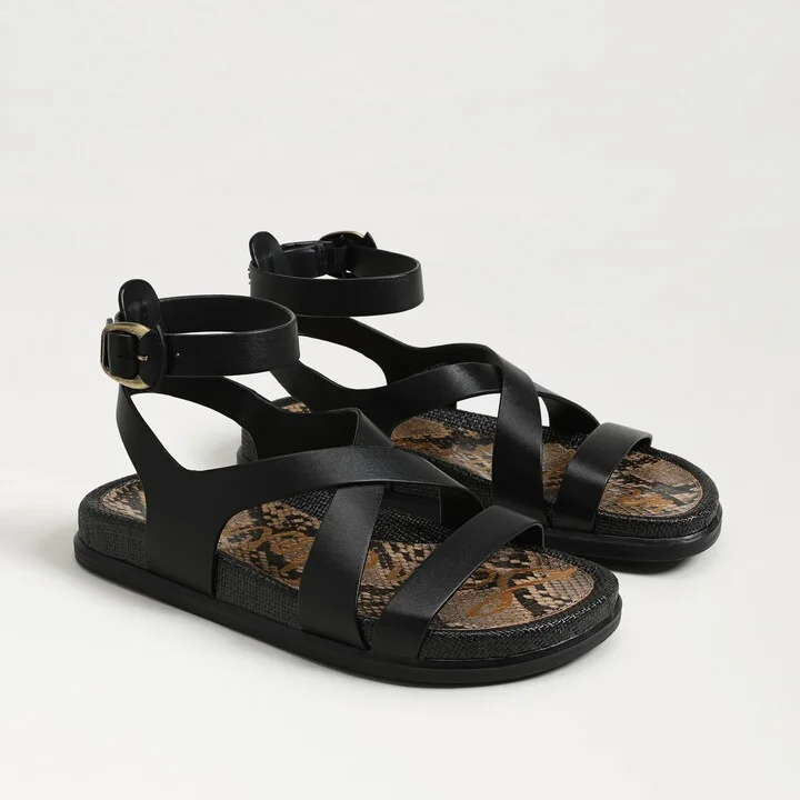 Sam Edelman Delia Footbed Sandal Black Leather