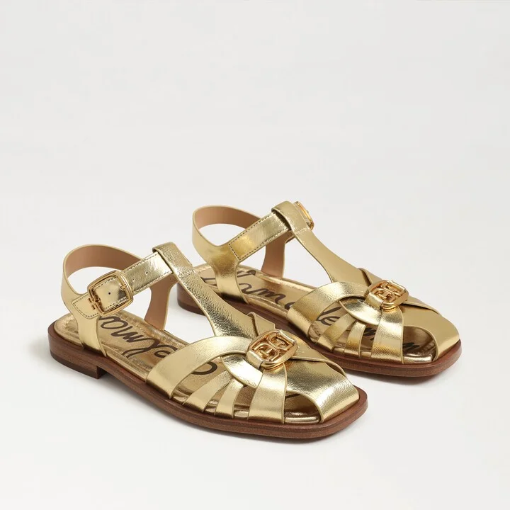 Sam Edelman Destin Fisherman Sandal Amber Gold Leather
