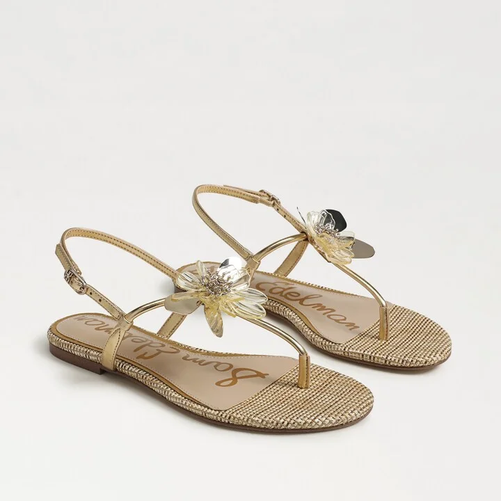 Sam Edelman Eden Thong Sandal Amber Gold Leather