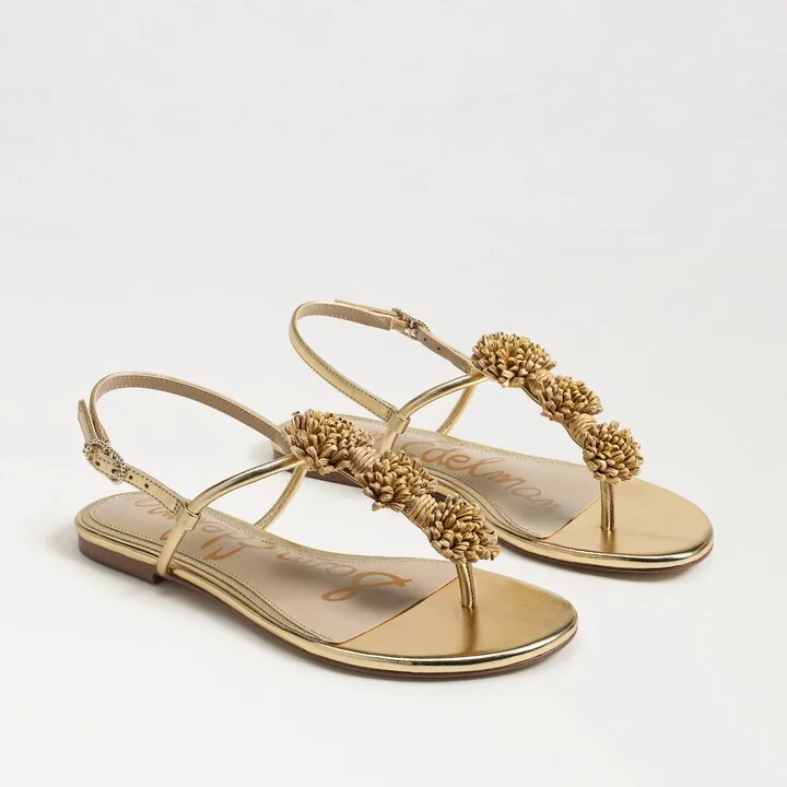 Sam Edelman Eliza Thong Sandal Amber Gold Metallic