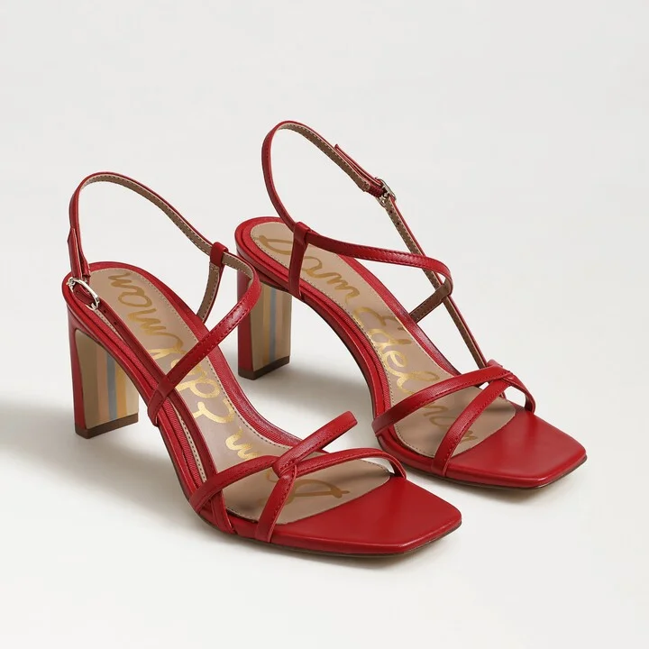 Sam Edelman Emmie Strappy Heel Sandal Summer Red Leather