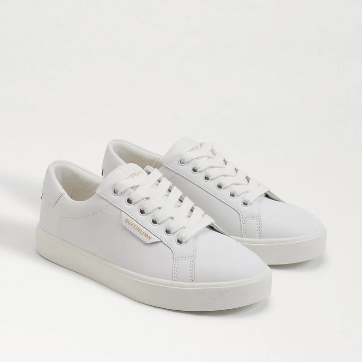 Sam Edelman Ethyl Lace Up Sneaker Bright White Leather