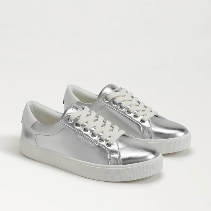 Sam Edelman Ethyl Lace Up Sneaker Soft Silver Leather