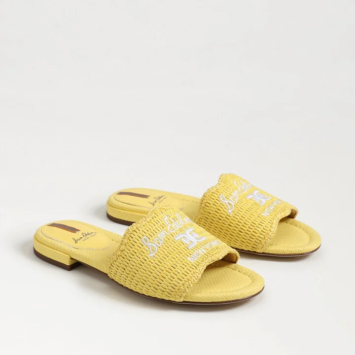 Sam Edelman Evette Slide Sandal Yellow Dahlia Raffia