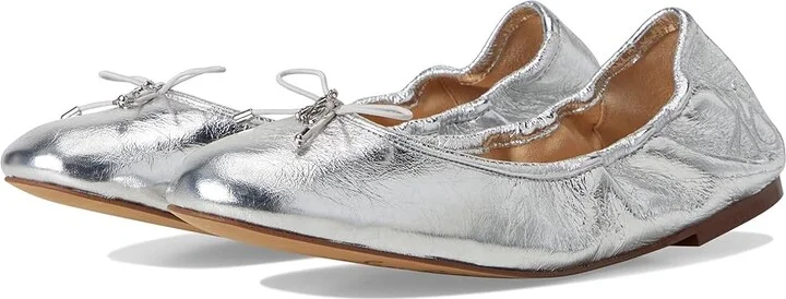 Sam Edelman Felicia Women's Flat Shoes Soft Silver 1 : 8 M, Leather
