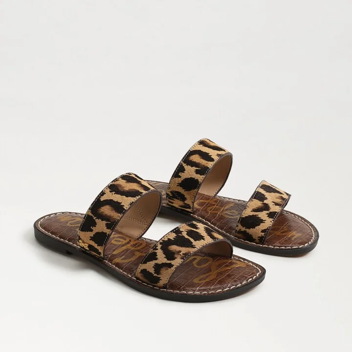 Sam Edelman Gala Double Strap Slide Sandal Leopard Brahma Hair
