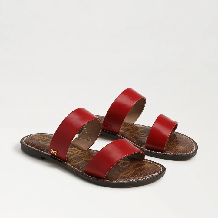 Sam Edelman Gala Double Strap Slide Sandal Summer Red Leather