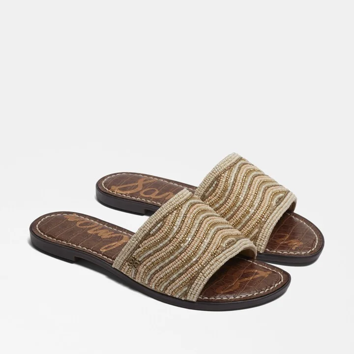 Sam Edelman Gallie Beaded Slide Sandal Natural Multi Beads