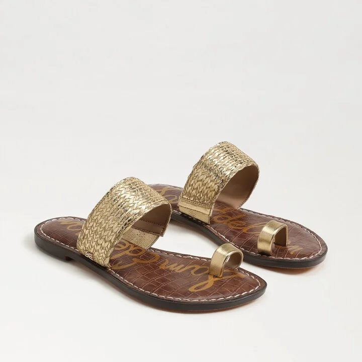 Sam Edelman Gemini Toe Band Sandal Sunny Gold/Chai Cream Raffia