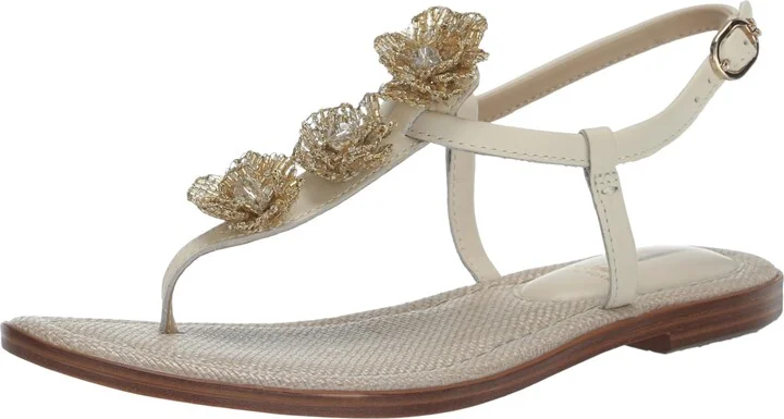 Sam Edelman Gigi Flora Flat Sandal Modern Ivory 9 Medium