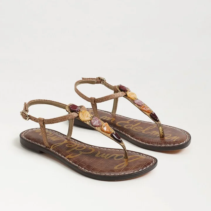 Sam Edelman Gigi Stone Thong Sandal Amber Multi/Cuoio Weave