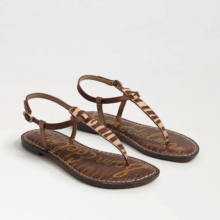 Sam Edelman Gigi Thong Sandal Camel Zebra Brahama Hair