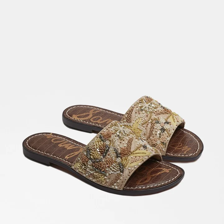 Sam Edelman Gisella Beaded Slide Sandal Ivory Multi Sequin Beads