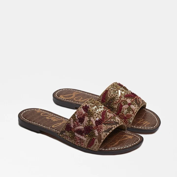 Sam Edelman Gisella Beaded Slide Sandal Sunset/Olive Sequin Beads