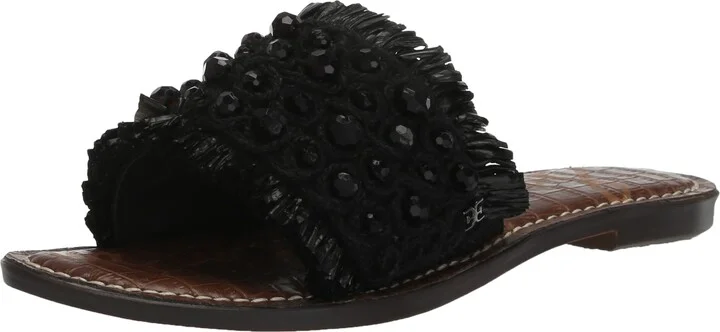 Sam Edelman Gladys Flat Sandal Black Raffia 8 Medium