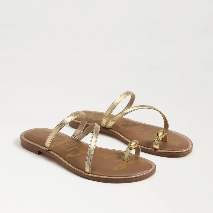 Sam Edelman Harlyn Toe Strap Sandal Amber Gold Metallic