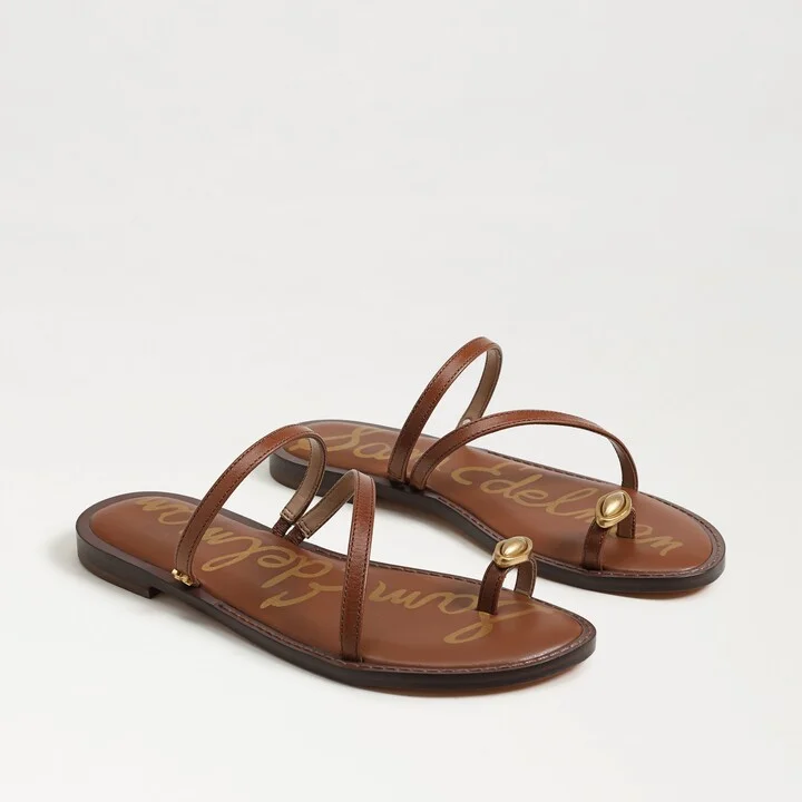 Sam Edelman Harlyn Toe Strap Sandal Cognac Brown Leather