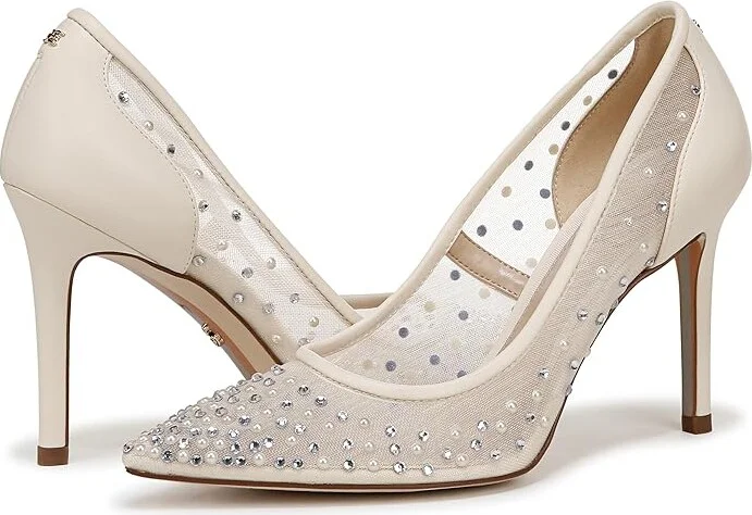 Sam Edelman Hazel Mesh 2 High Women's Heels Modern Ivory Glitz : 11 M, Leather/Rubber - Image 4
