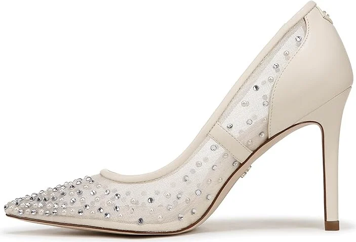 Sam Edelman Hazel Mesh 2 High Women's Heels Modern Ivory Glitz : 11 M, Leather/Rubber - Image 5