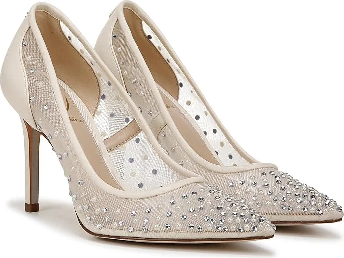 Sam Edelman Hazel Mesh 2 High Women's Heels Modern Ivory Glitz : 11 M, Leather/Rubber
