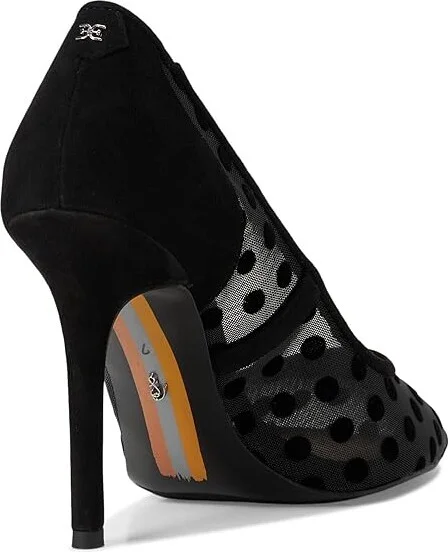 Sam Edelman Hazel Mesh 3 High Women's Heels Black Polka Dot : 7 M, Leather/Rubber - Image 4