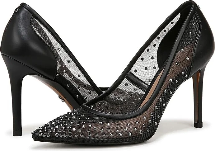 Sam Edelman Hazel Mesh High Women's Heels Black Glitz : 7 M, Leather/Rubber