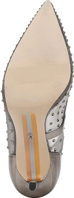 Sam Edelman Hazel Mesh High Women's Heels Metallic Iron Glitz : 9 M, Leather/Rubber - Image 3
