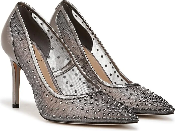 Sam Edelman Hazel Mesh High Women's Heels Metallic Iron Glitz : 9 M, Leather/Rubber