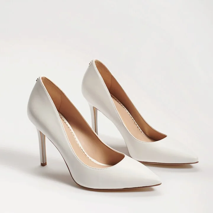 Sam Edelman Hazel Pointed Toe Pump Bright White Leather
