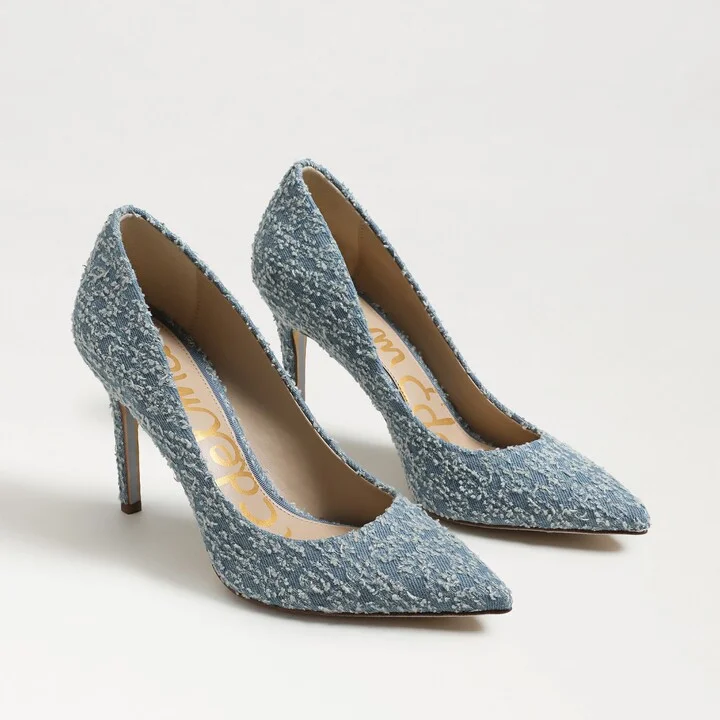 Sam Edelman Hazel Pointed Toe Pump Montrose Blue Denim