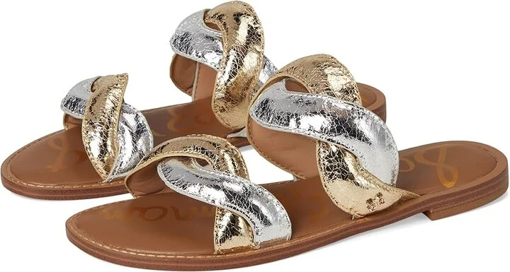 Sam Edelman Hellen Women's Sandals Gold/Silver : 5.5 M, Leather/Rubber