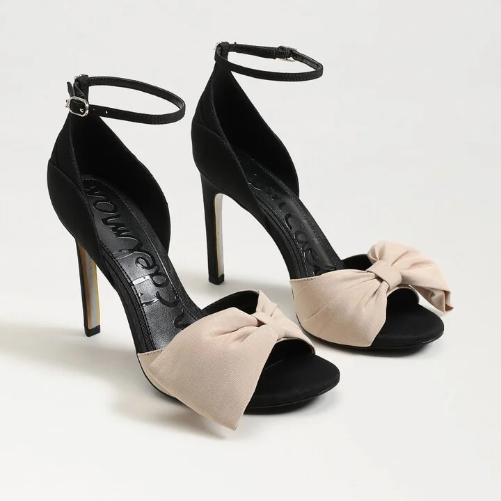 Sam Edelman Ida Open Toe Pump Black/Honey Sand Fabric