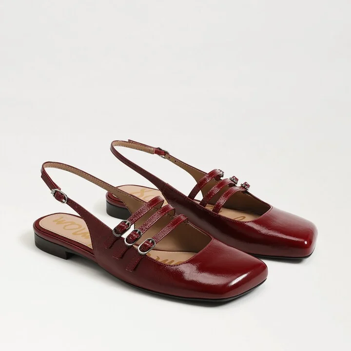 Sam Edelman Ilona Slingback Flat Cabernet Red Leather