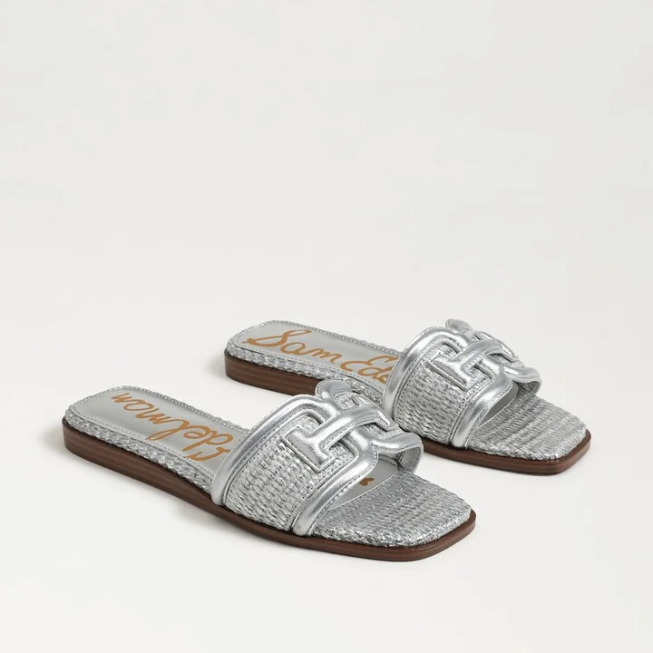 Sam Edelman Irina Slide Sandal Silver Raffia