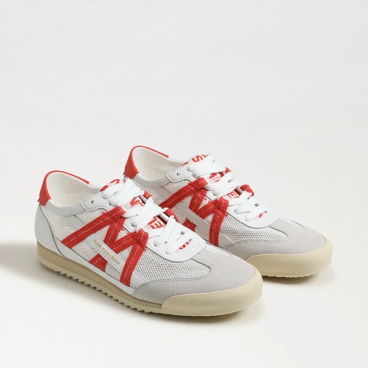 Sam Edelman Irma Lace Up Sneaker White/Persimmon Suede