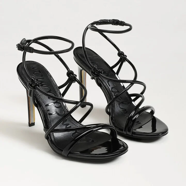 Sam Edelman Isadora Heel Sandal Black Faux Leather