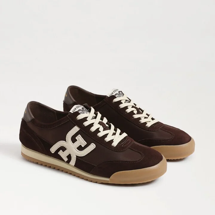 Sam Edelman Ivey Lace Up Sneaker Cafe Noir Brown Nylon
