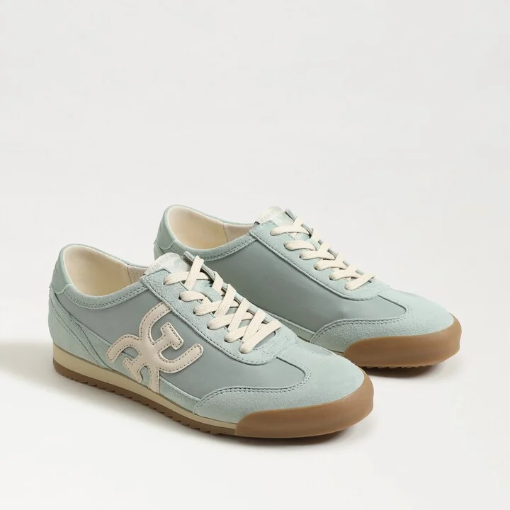 Sam Edelman Ivey Lace Up Sneaker Calypso Mint/White Suede