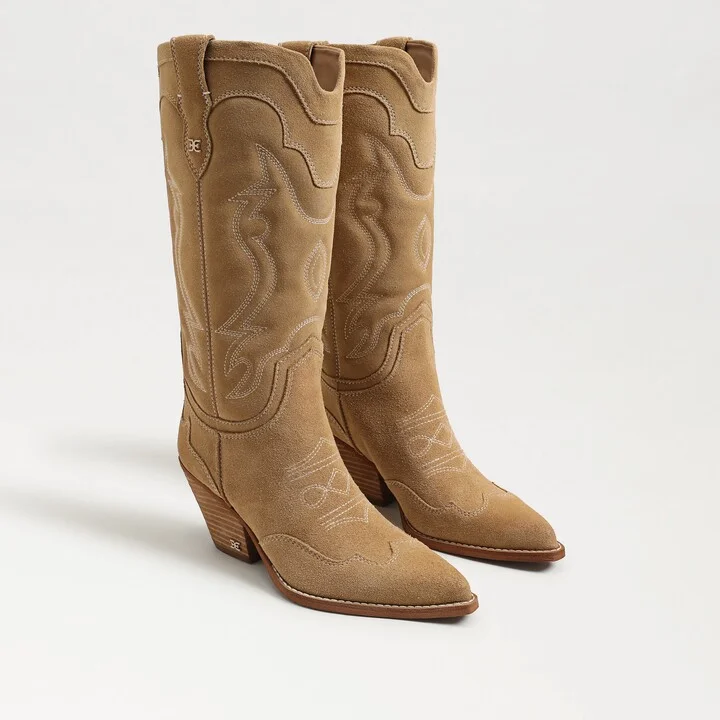 Sam Edelman James Wide Calf Western Boot Safari Tan Leather