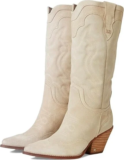 Sam Edelman James Women's Zip Boots Ivory Sand : 8 M, Suede