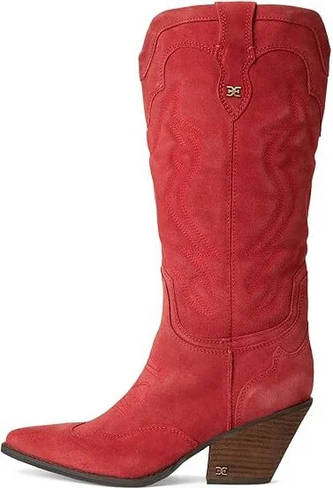 Sam Edelman James Women's Zip Boots Red Scarlet : 6 M, Suede - Image 6