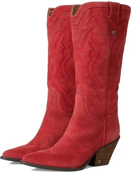 Sam Edelman James Women's Zip Boots Red Scarlet : 6 M, Suede