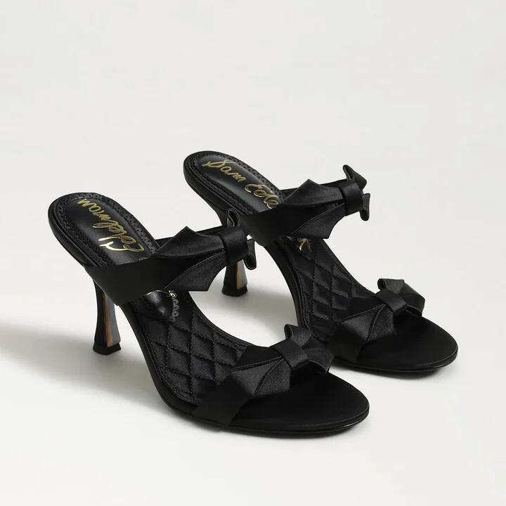 Sam Edelman Jasmine Double Strap Heel Mule Black Satin