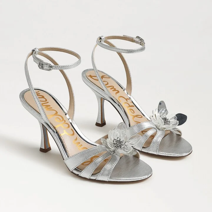 Sam Edelman Joanna Stiletto Sandal Soft Silver Faux Leather