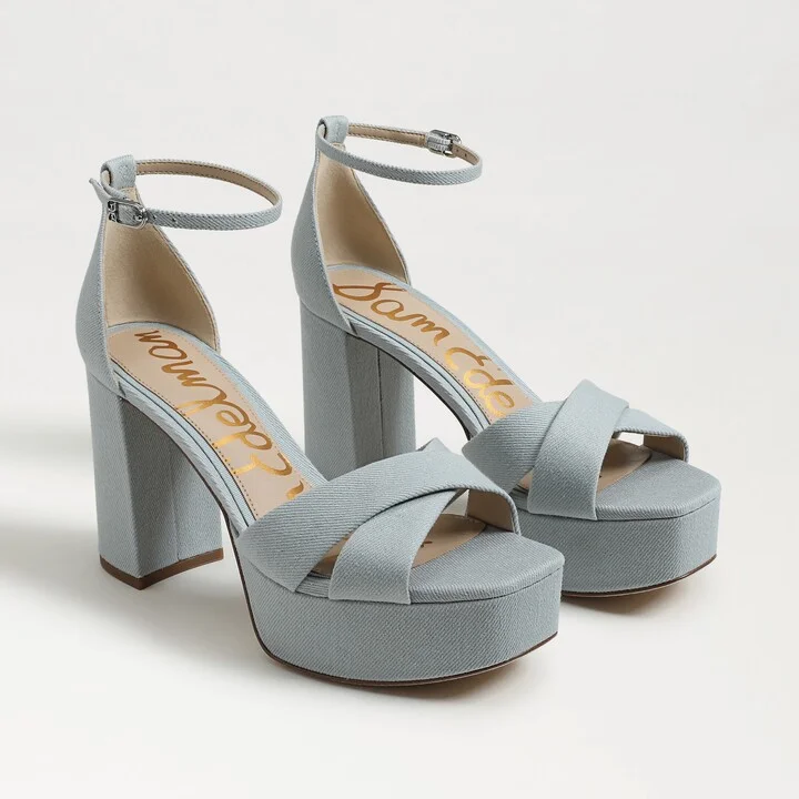 Sam Edelman Jullian Platform Dress Sandal Cape Blue Twill
