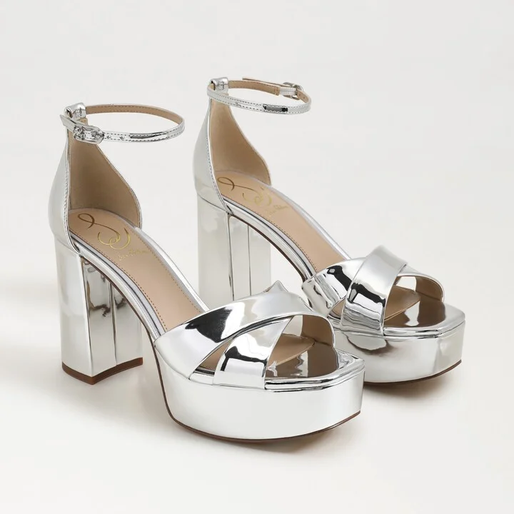 Sam Edelman Jullian Platform Dress Sandal Soft Silver Metallic