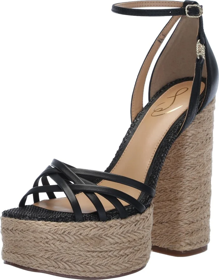 Sam Edelman Kade Heeled Sandal Black Leather 8.5 Medium