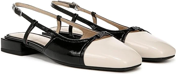 Sam Edelman Kara 2 Women's Flat Shoes Black Patent/Alpine Ivory : 5 M, Leather