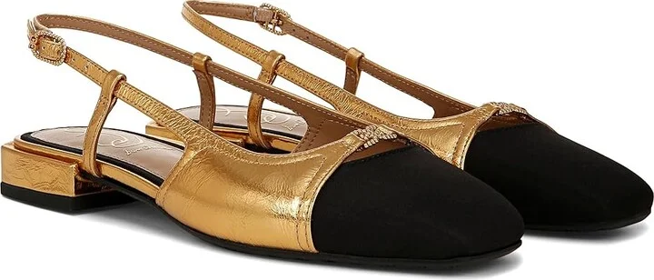 Sam Edelman Kara 2 Women's Flat Shoes Medallion Gold/Black : 8 M, Leather