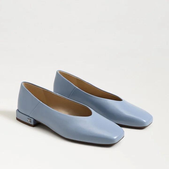 Sam Edelman Kasey Square Toe Ballet Flat Billow Blue Leather